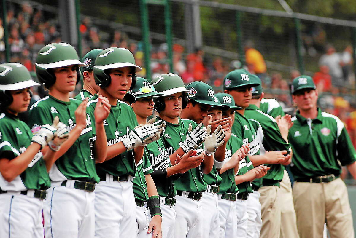 Westport players line up before the start of Sunday’s game against Eastlake at the Little League World Series.