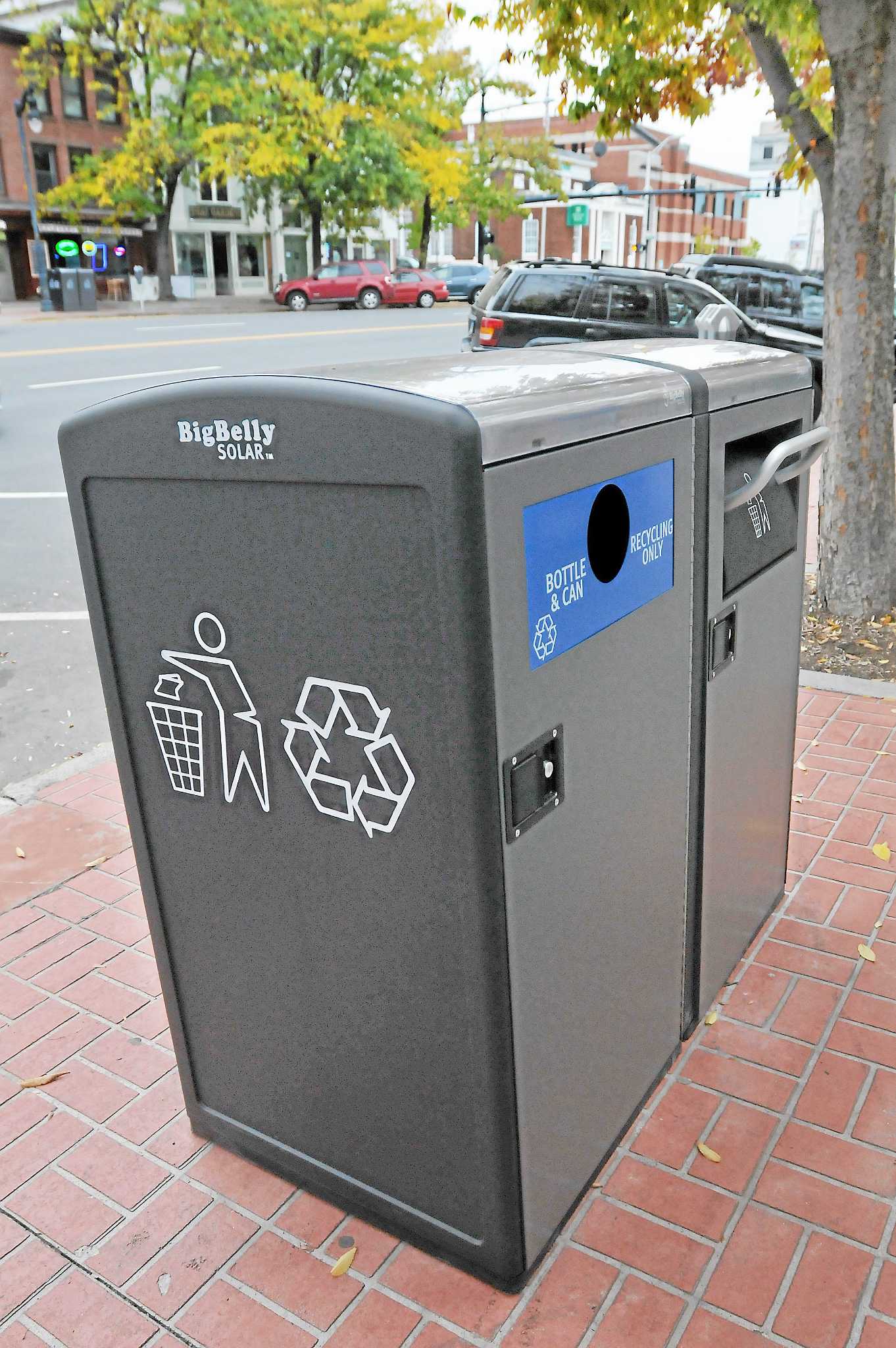 High-tech, low-energy trash bins show up around town