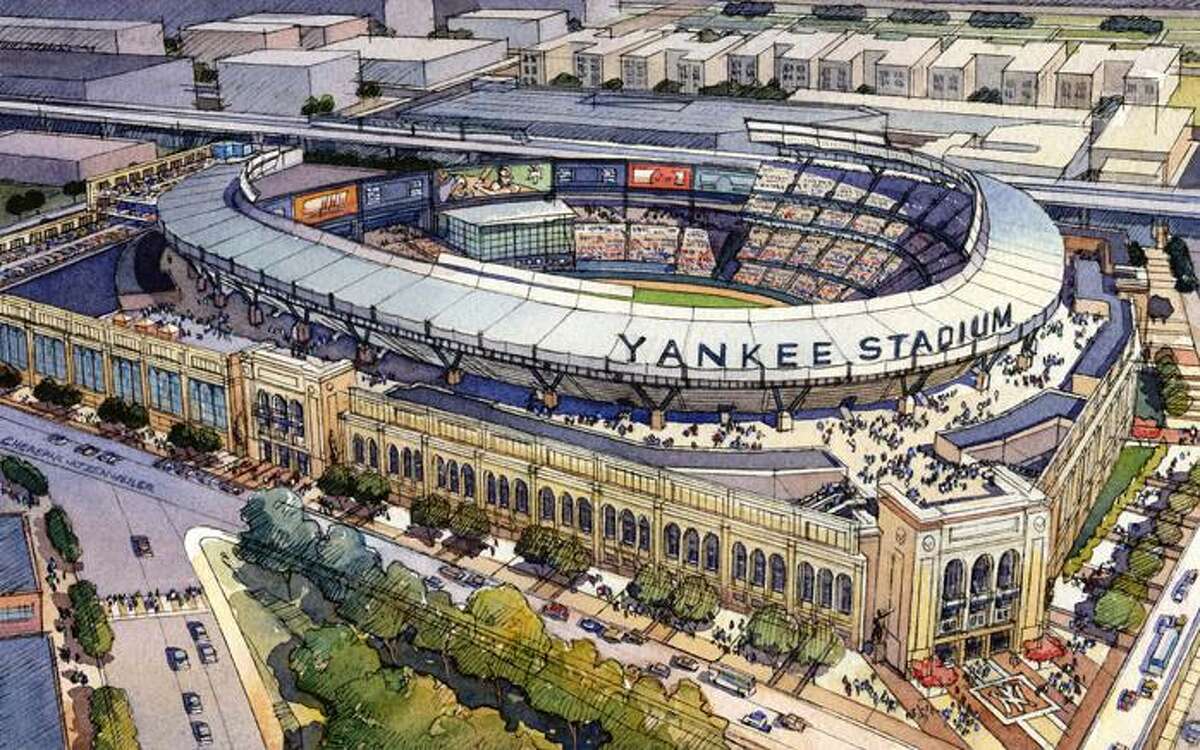 This is an architecural rendering of the new Yankee Stadium in the Bronx borough of New York. (AP)