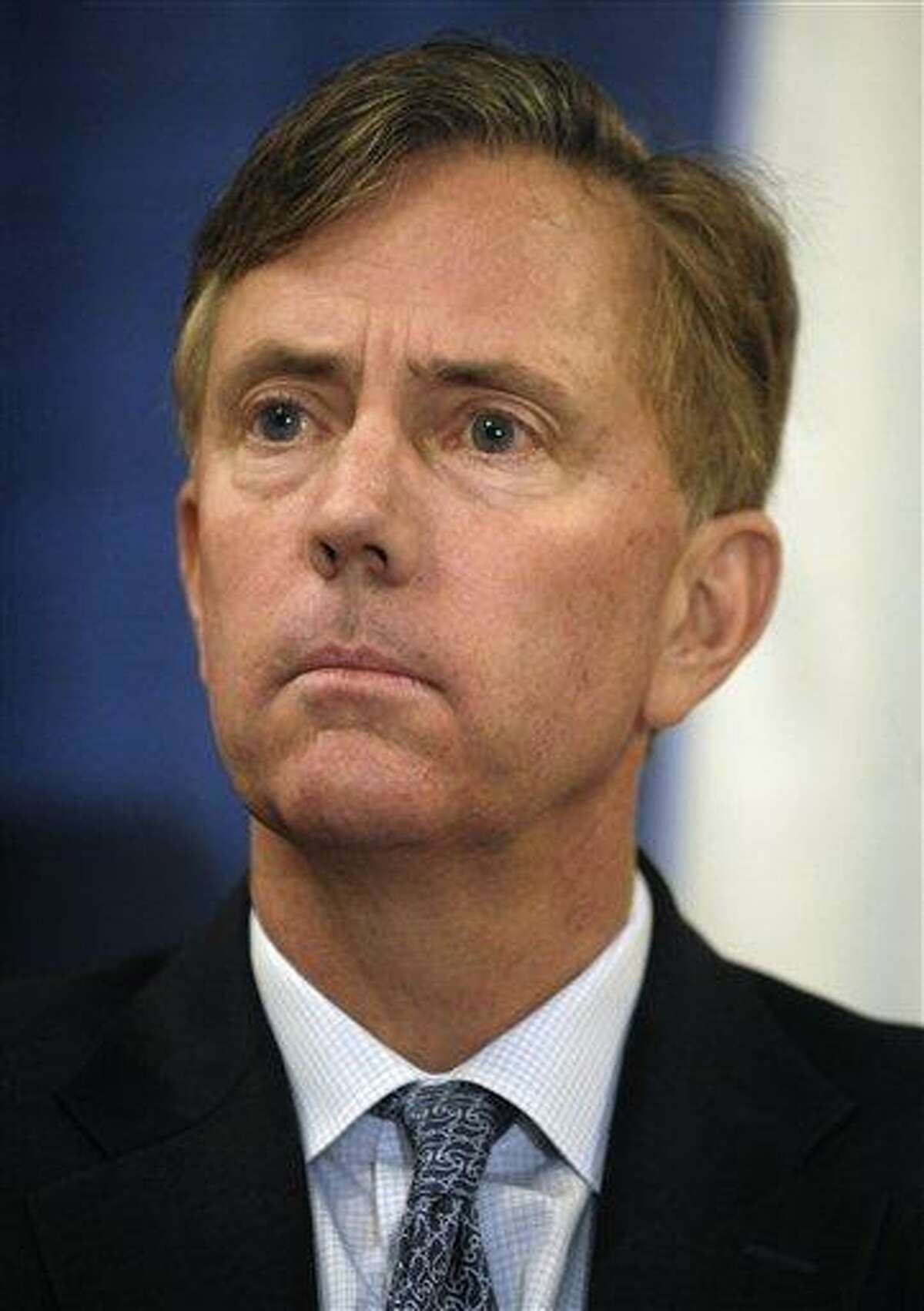 FILE - In this Jan. 20, 2010 file photo, Ned Lamont, listens to speakers at a bipartisan forum in Cromwell, Conn. Lamont, the political upstart who challenged U.S. Sen. Joe Lieberman four years ago, is expected to announce his bid for governor Tuesday, Feb. 16, 2010 at the Old State House in Hartford. (AP Photo/Jessica Hill, File)