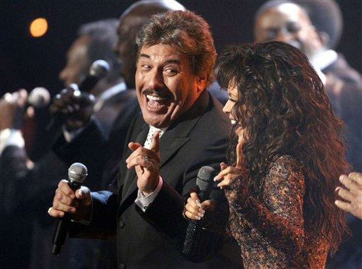 Tony Orlando, left, and Marie Osmond perform during the the American Bandstand Tribute at the 37th Annual Daytime Emmy Awards on Sunday in Las Vegas.