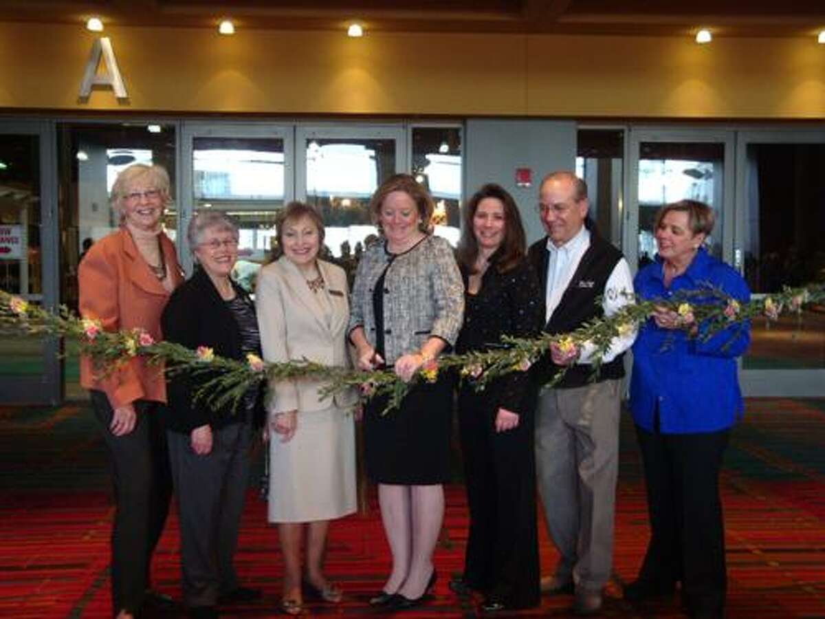PHOTO: From left, Jane Waugh, treasurer of the Federated Garden Clubs of Connecticut; Donna Nowak, president of the Federated Garden Clubs of Connecticut; Maria Nahom, chair of Federated Garden Clubs of Conn.'s Advanced Standard Flower Show competition; Cathy Malloy, wife of Gov. Dannel P. Malloy; Kristie Gonsalves, president of North East Expos, Inc. - the show's producer; and George and Barbara Gonsalves, who founded the show 30 years ago.