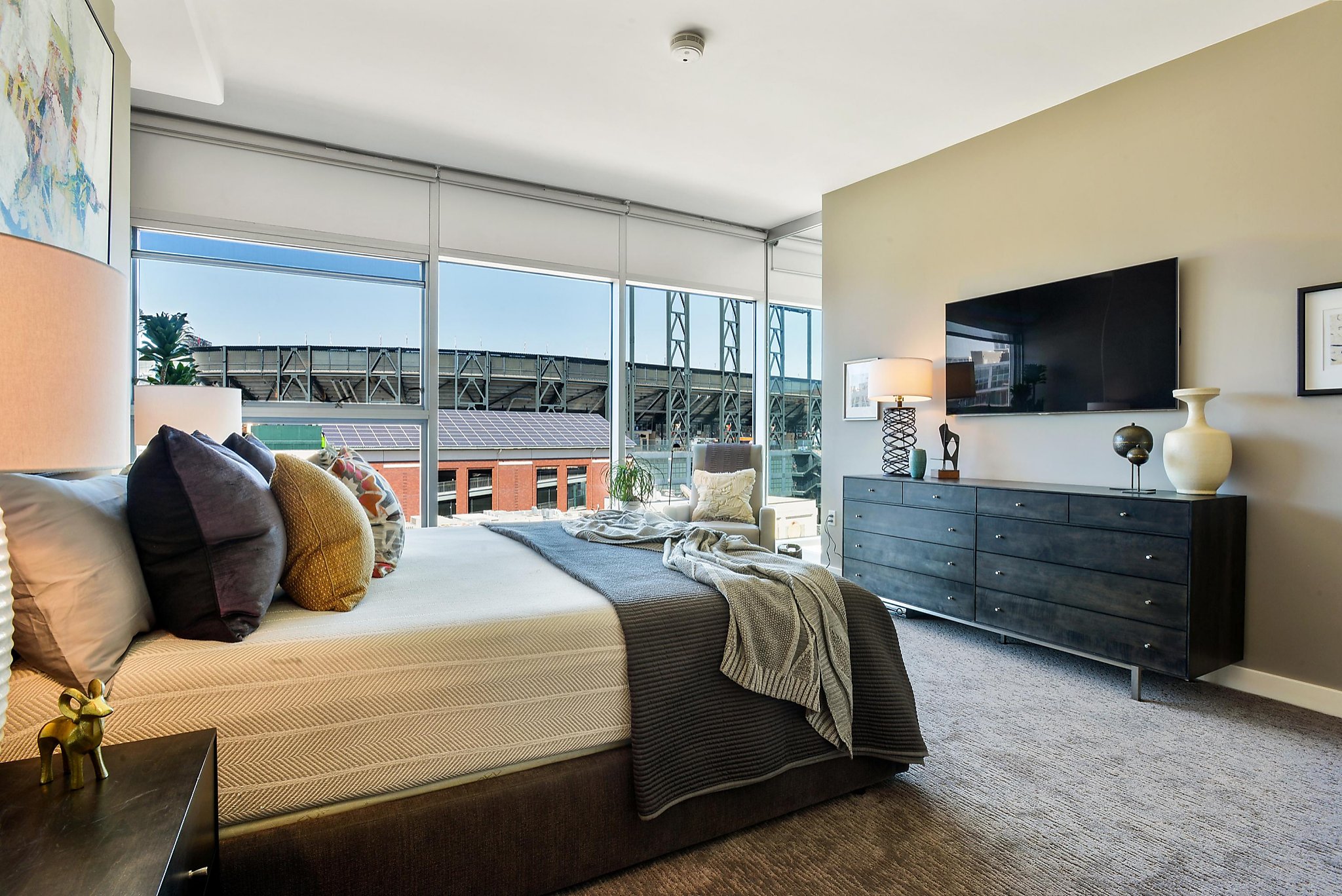 Top-floor condo looks out at AT&T Park, bay