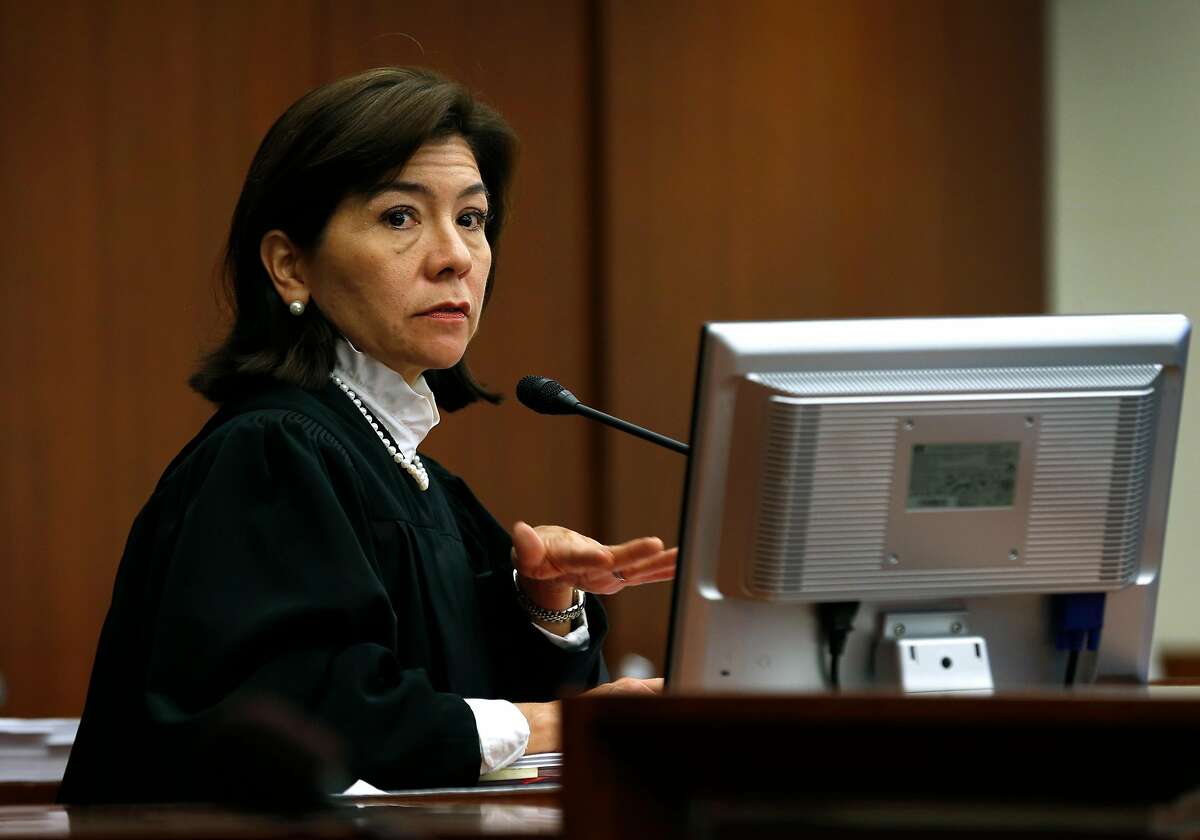Superior Court Judge Suzanne Ramos Bolanos hears final arguments from attorneys representing the state auditor's office and the Commission on Judicial Performance before deciding if the commission should be forced to turnover decades of confidential judicial complaints in San Francisco, Calif. on Thursday, Aug. 17, 2017.
