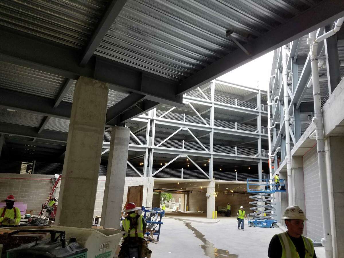 Tobin Center parking garage nearing end of construction
