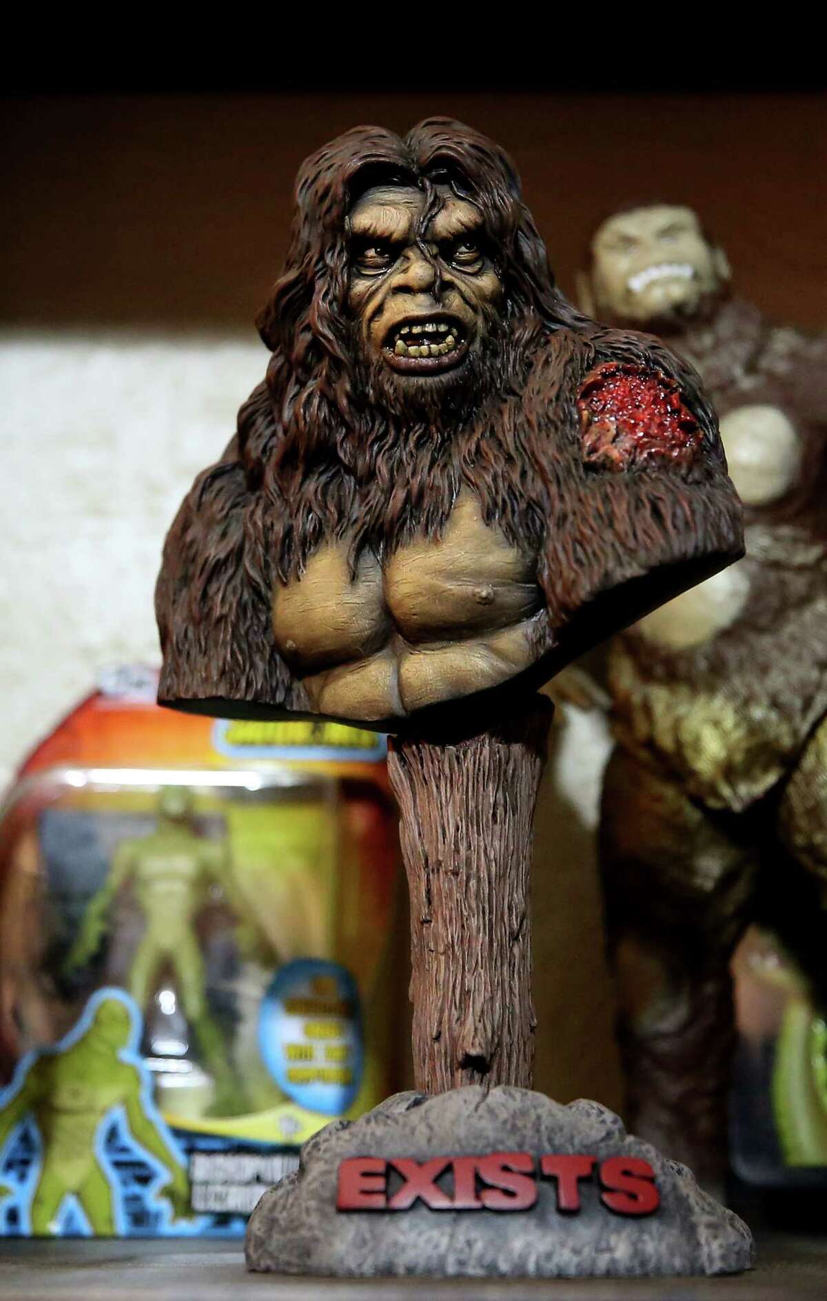 Big Foot collectables adorn Lyle Blackburn's home Saturday, May 27, 2017, in Fort Worth, Texas. >>>Click through the slideshow above to see where you might be able to catch a glimpse of Bigfoot