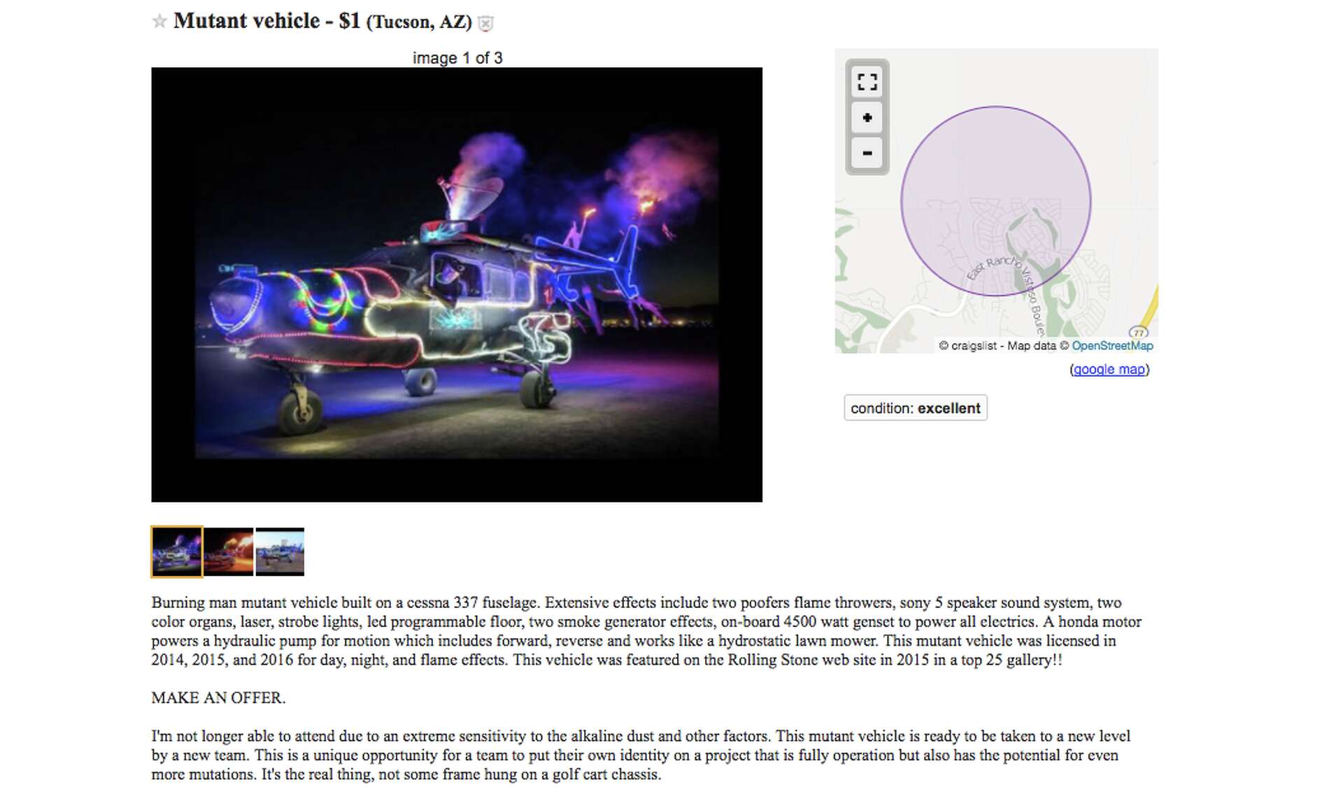 Burning Man Craigslist items: Ridiculous, artsy, and expensive