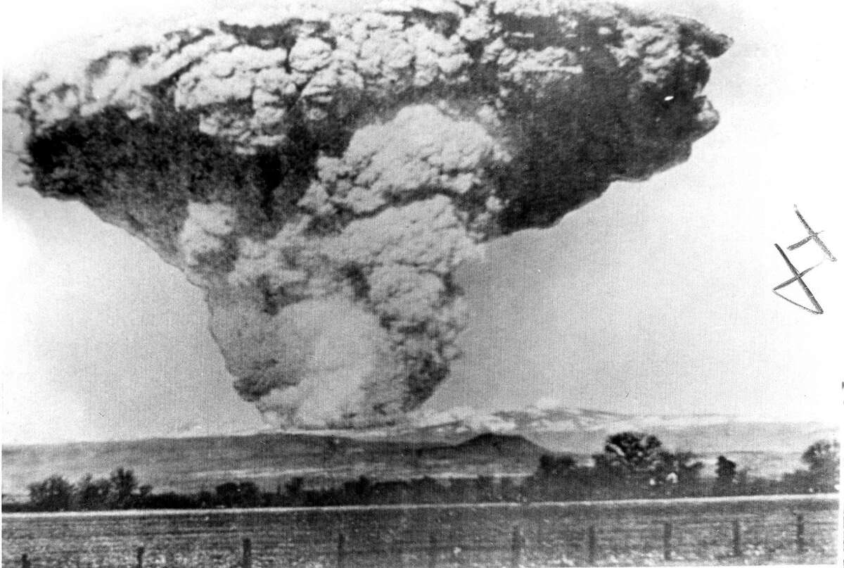 Mount Lassen volcano erupts on May 22, 1915 ay 22, 1915 Taken at Anderson, 50 miles away. United Press International photo