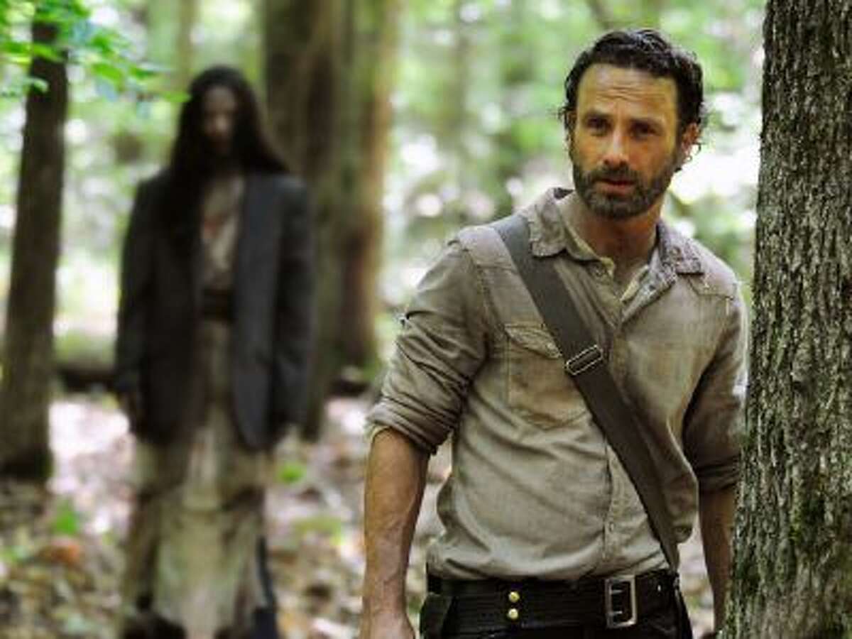 This image released by AMC shows Andrew Lincoln as Rick Grimes in a scene from the season four premiere of "The Walking Dead," airing Oct. 13 at 9 p.m. EST.