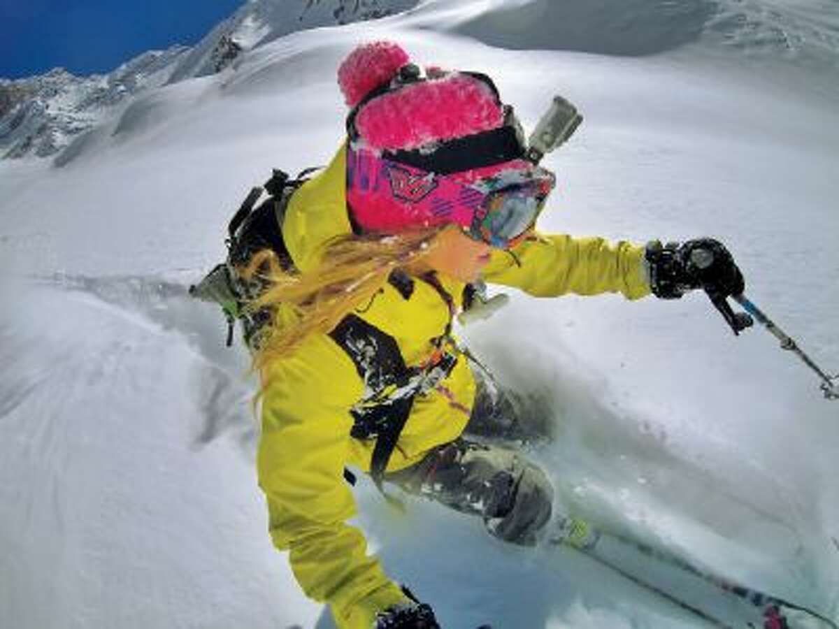 This undated product image shows the GoPro digital camera mounted on a ski helmet, a hot item on ski slopes and other settings.