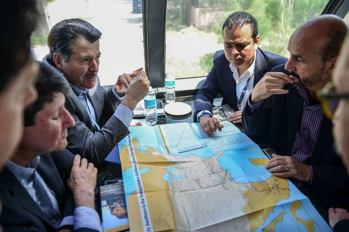 Nuevo Laredo Municipal President Enrique Rivas and Laredo City Mayor Pete Saenz toured key points for foreign trade in Nuevo Laredo, Mexico with representatives from the World Trade Center Associations on Monday, August 21.