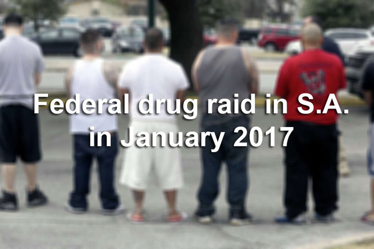Law officers raided several locations Thursday, Jan. 12, 2017, in and around San Antonio as part of an operation targeting a ring accused of distributing large quantities of methamphetamine and cocaine. Many of the suspects are with the Tango Orejon/Tango Blast gang, sources said.