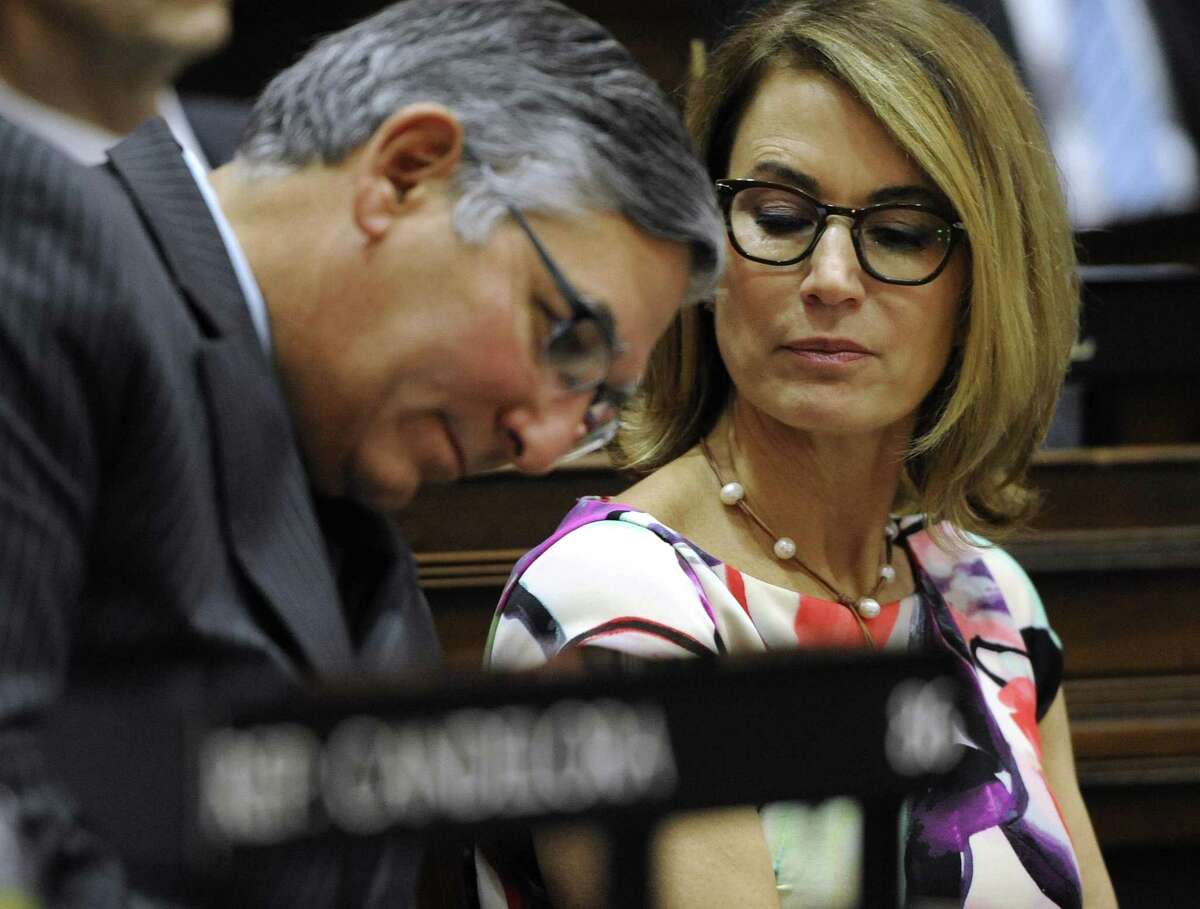 State Sen. Len Fasano, R-North Haven, left, House Minority Leader Themis Klarides, R-Derby, shown in this file photo, had mixed reactions Wednesday to a House Democrats’ budget plan.