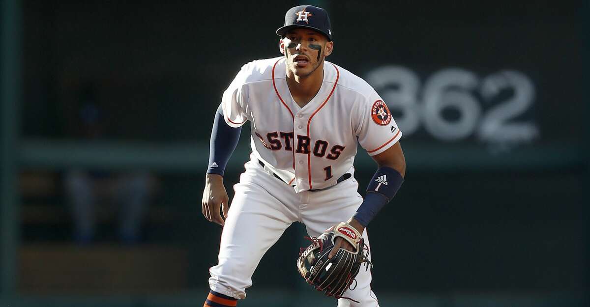 Houston Astros shortstop Carlos Correa (1) during the first inning of an MLB baseball game at Minute Maid Park, Saturday, April 8, 2017, in Houston. ( Karen Warren / Houston Chronicle )