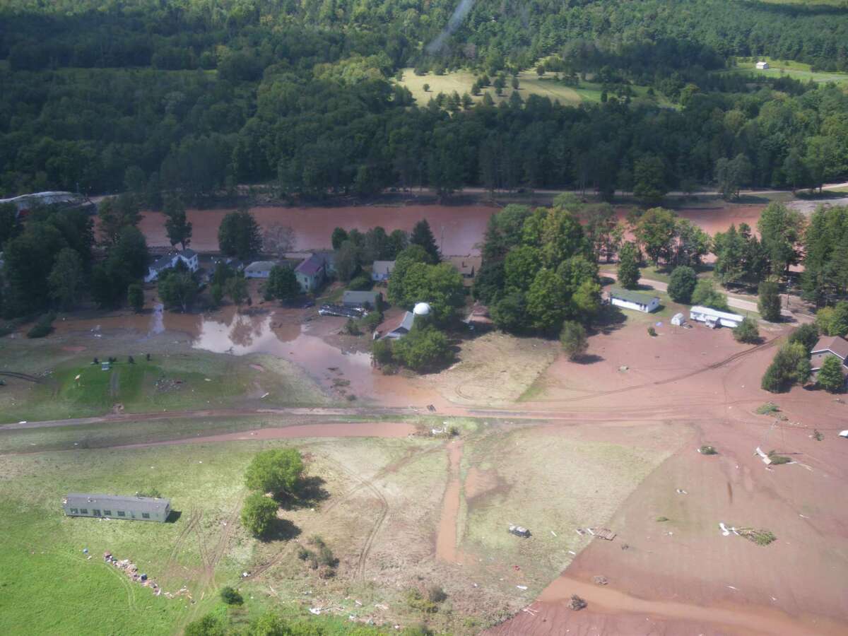 The Mohawk River swamped the village of Prattsville, Greene County, shown on Aug. 29, 2011. (Jimmy Vielkind/Times Union)