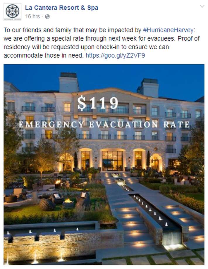 Airbnb S A Hotels Accommodating Hurricane Harvey Evacuees San La Cantera Resort Spaoffering A 110 Emergency Evacuation Rate Proof Of