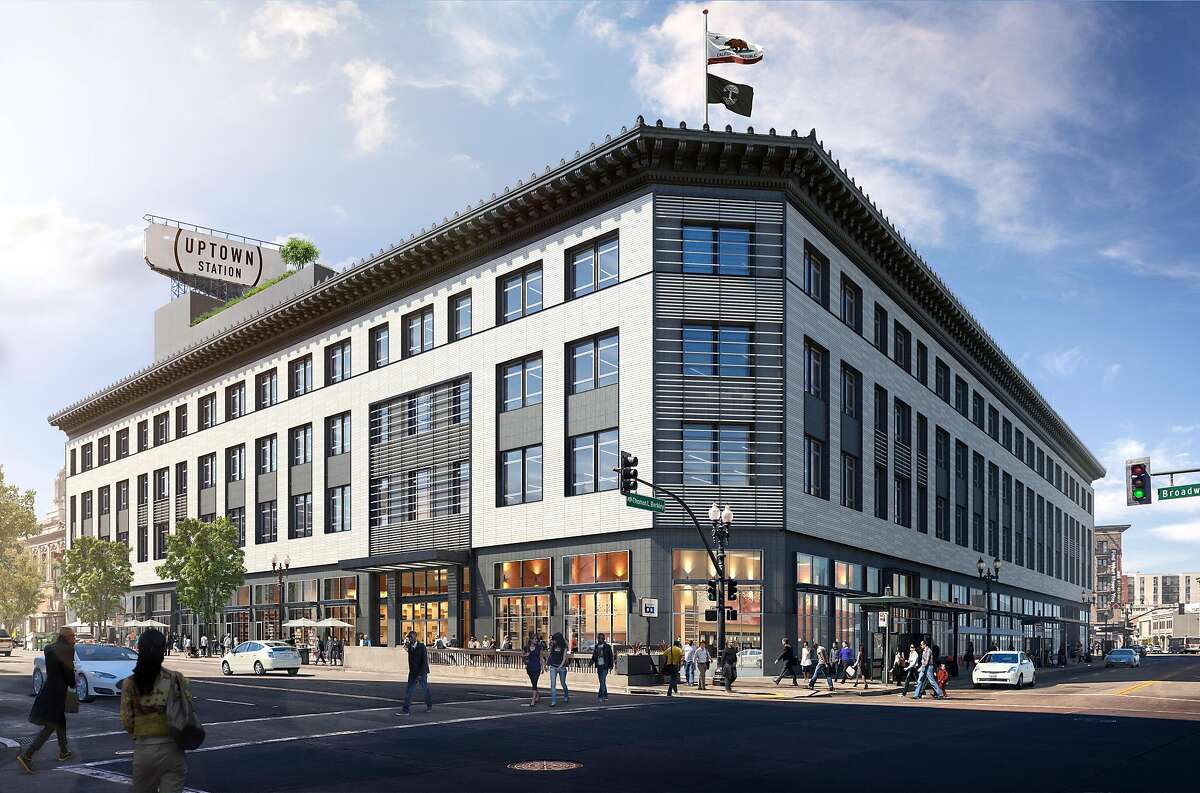 Uber has purchased Oakland’s moribund Sears building and will open an East Bay global headquarters there in 2017. A rendering of the exterior. Please credit both Steelblue and Gensler