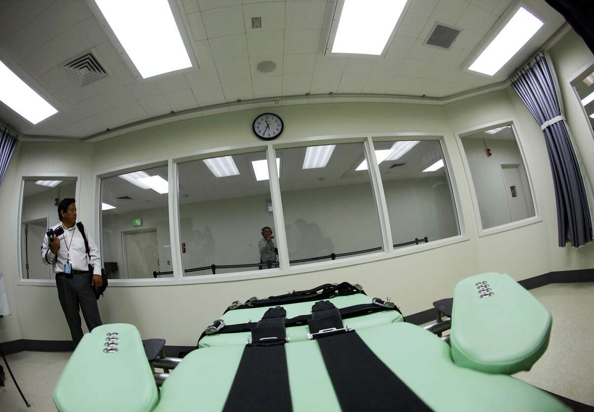 FILE - This Sept. 21, 2010 file photo shows an inmate's view of the interior of the lethal injection facility at San Quentin State Prison in San Quentin, Calif. 