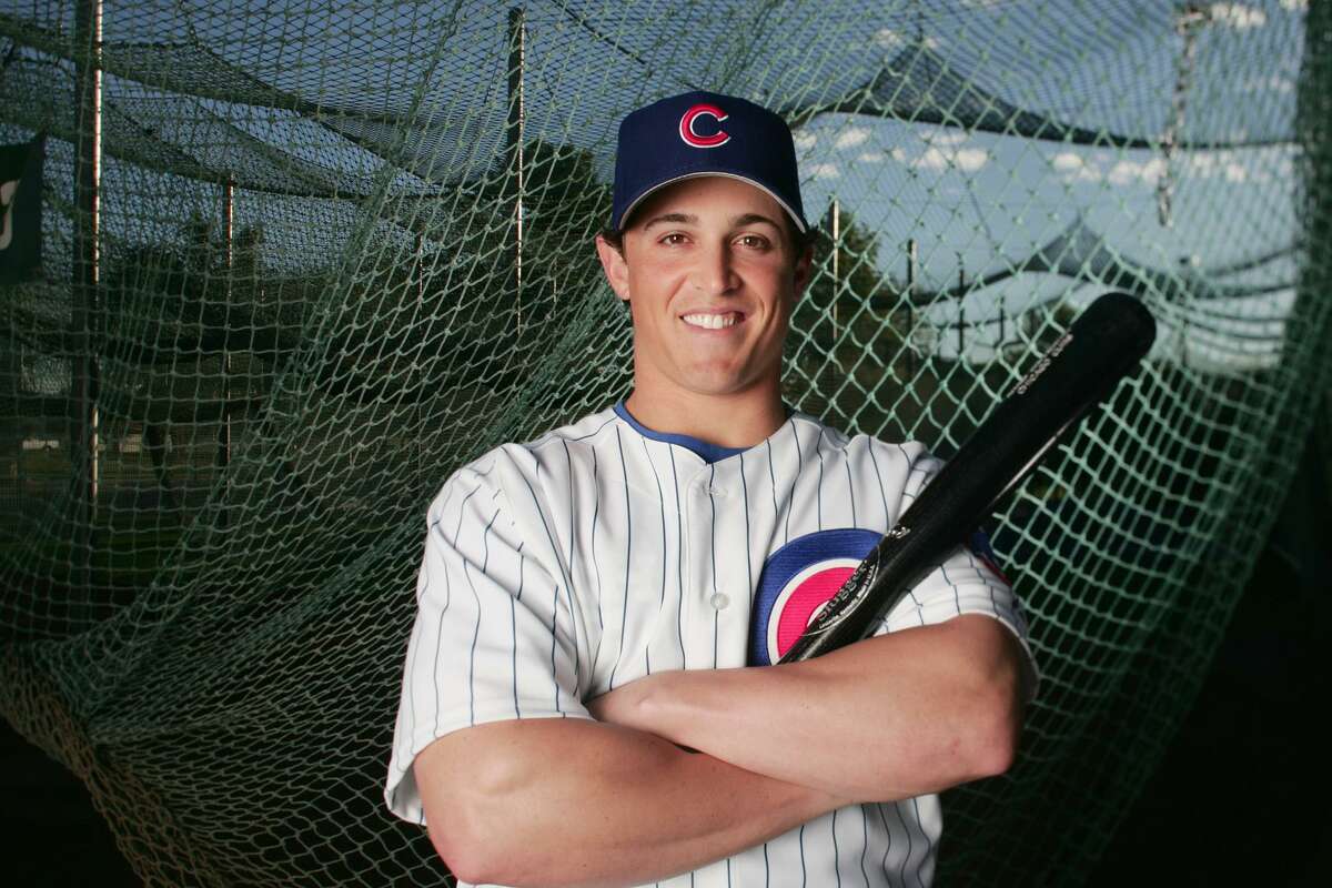 Adam Greenberg poses in his Chicago Cubs uniform during 2005 spring training in Mesa, Az.
