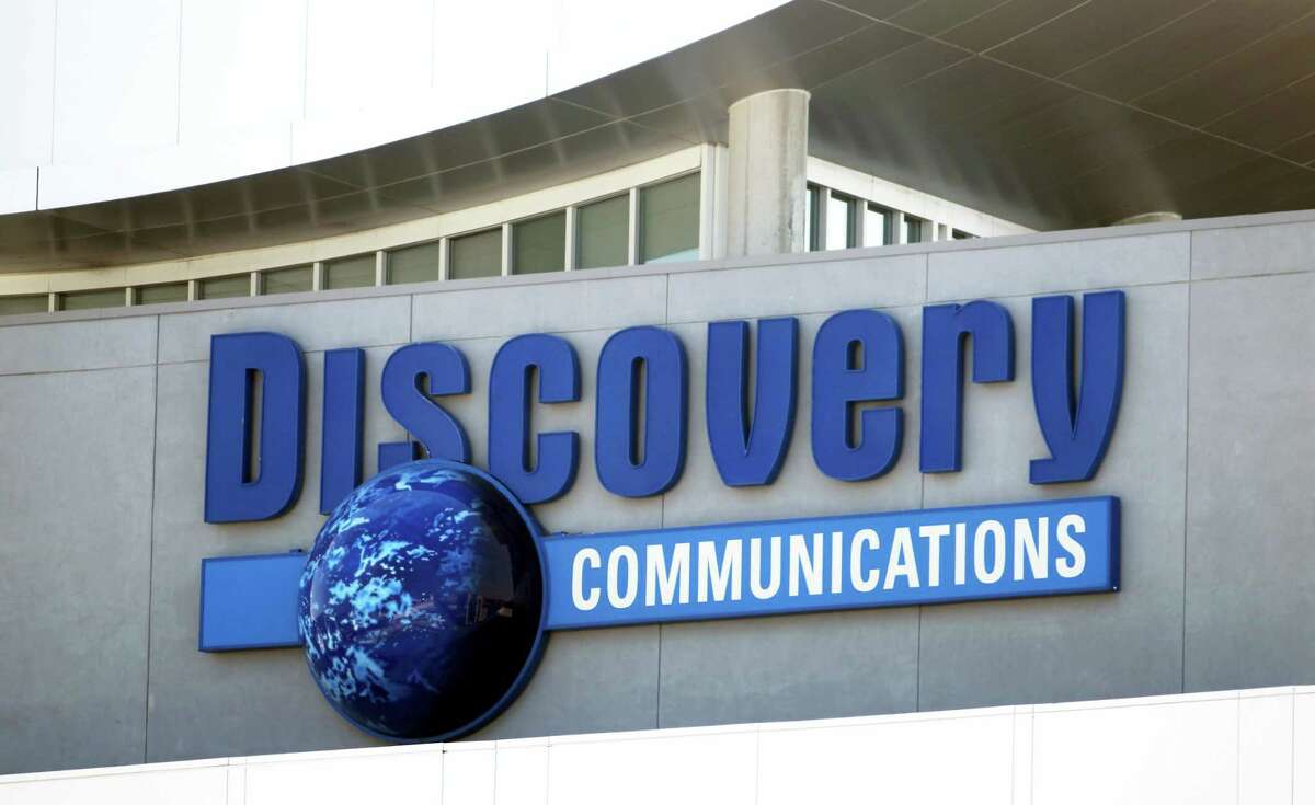 Discovery Communications networks headquarters building sign in Silver Spring, Md.