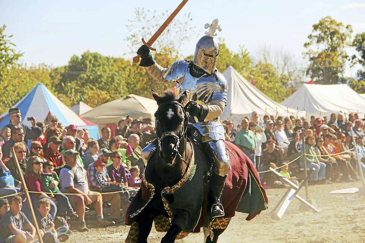 A jousting knight at a Connecticut Renaissance Faire event.