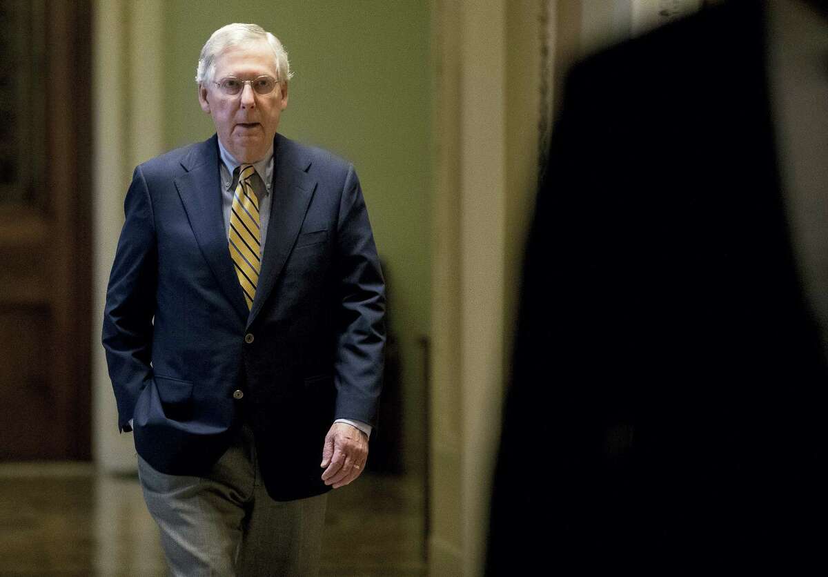 Senate Majority Leader Mitch McConnell of Ky. arrives on Capitol Hill in Washington on July 17, 2017. The Senate has been forced to put the republican’s health care bill on hold for as much as two weeks until Sen. John McCain, R-Ariz., can return from surgery.