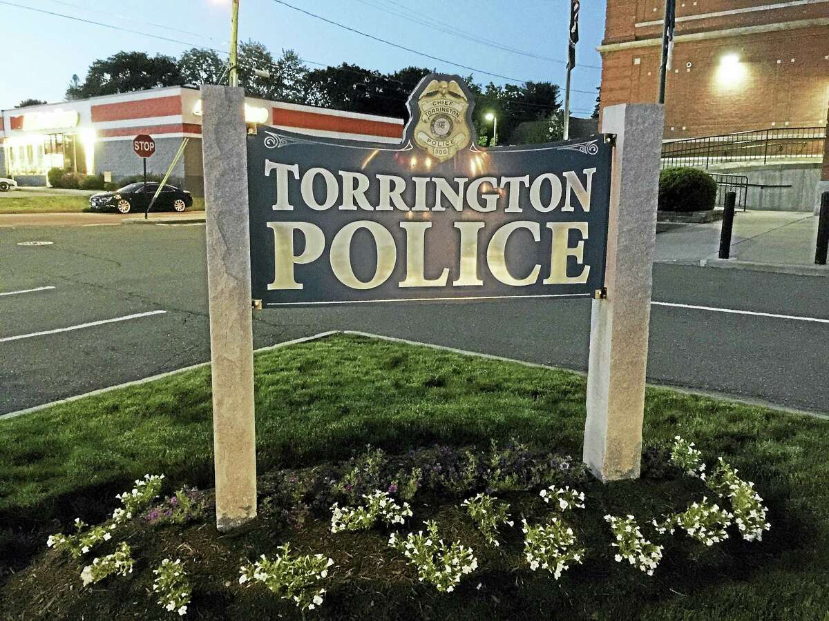 The sign marking the Torrington Police Department.