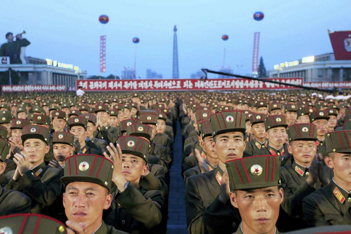 Soldiers gather in Kim Il Sung Square in Pyongyang, North Korea,Thursday, July 6, 2017, to celebrate the test launch of North Korea’s first intercontinental ballistic missile two days earlier. The North’s ICBM launch, its most successful missile test to date, has stoked security worries in Washington, Seoul and Tokyo as it showed the country could eventually perfect a reliable nuclear missile capable of reaching anywhere in the United States. Analysts say the missile tested Tuesday could reach Alaska if launched at a normal trajectory.
