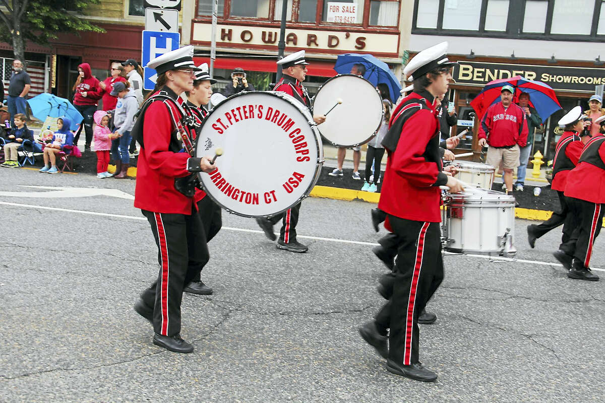St. Peter’s Drum Corps marched in the parade on Monday in Torrington.