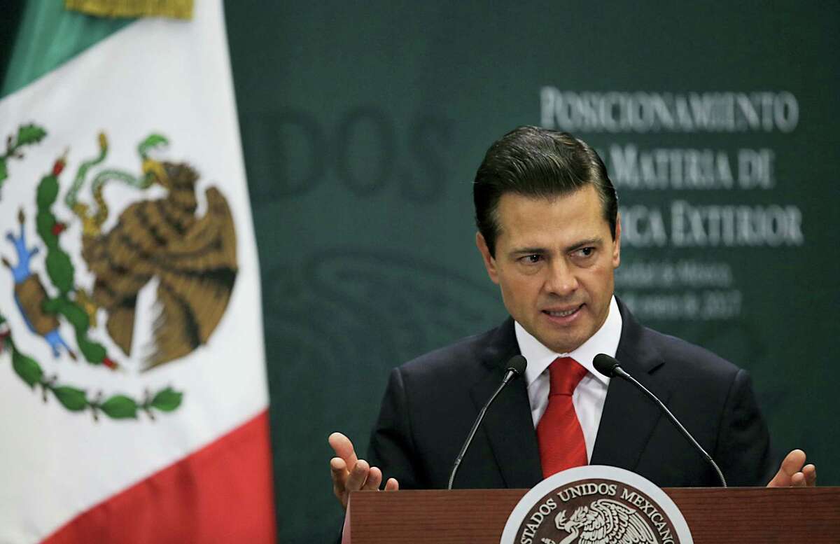 Mexico’s President Enrique Pena Nieto speaks during a press conference at Los Pinos presidential residence in Mexico City, Monday, Jan. 23, 2017.