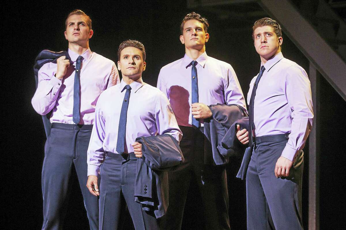 From left, “Jersey Boys” cast members Keith Hines, Aaron De Jesus, Cory Jeacoma and Matthew Dailey.