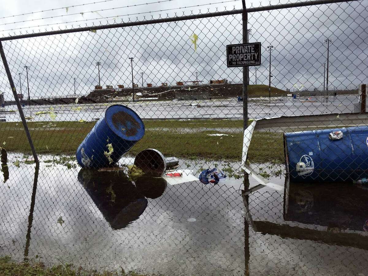 Storm damage is seen at South Georgia Motorsports Park in Cecil, Ga. on Jan. 22, 2017. Georgia Gov. Nathan Deal has declared a state of emergency in seven counties that have suffered deaths, injuries and severe damage from weekend storms.