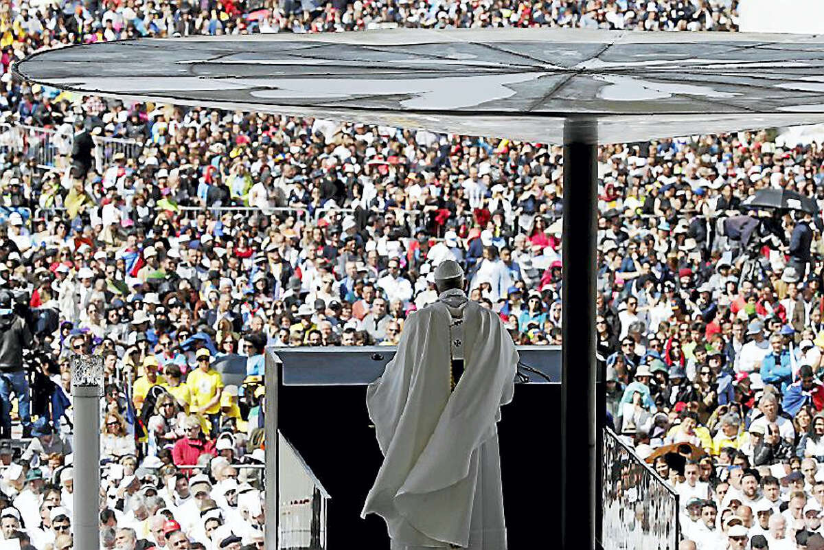 Pope Francis delivers his homily during a Mass at the Sanctuary of Our Lady of Fatima Saturday, May 13, 2017, in Fatima, Portugal. The pontiff canonized two poor, illiterate shepherd children whose visions of the Virgin Mary 100 years ago marked one of the most important events of the 20th-century Catholic Church.