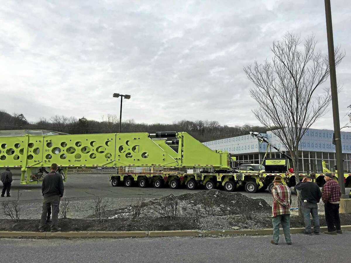 A natural gas turbine spent the day in Torrington as it moves from Windsor Locks to Oxford.