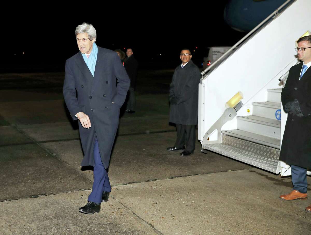 U.S. Secretary of State John Kerry walks to a waiting car as he arrives at Le Bourget Airport on Jan. 15, 2017 in Paris, France. Kerry is attending a Middle East peace conference.