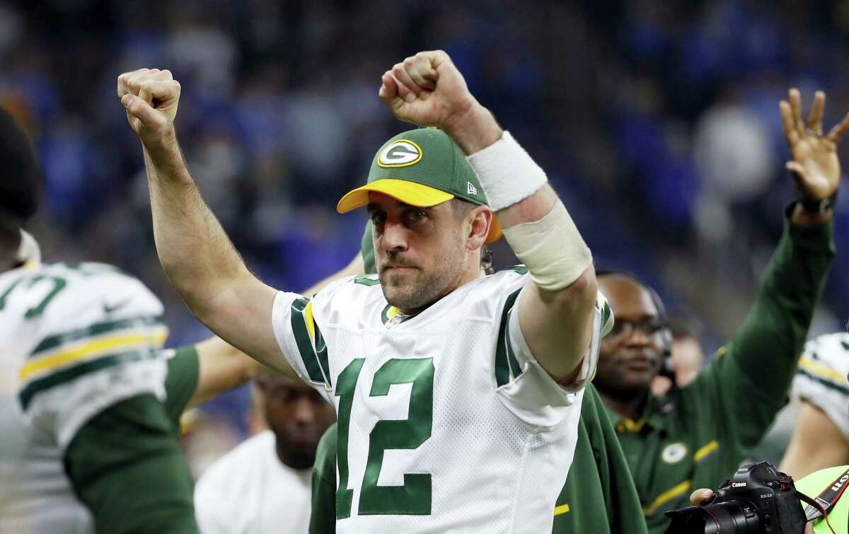 Green Bay Packers quarterback Aaron Rodgers reacts on the bench after an NFL football game against the Detroit Lions on Sunday, Jan. 1, 2017 in Detroit. The Packers defeated the Lions 31-24.