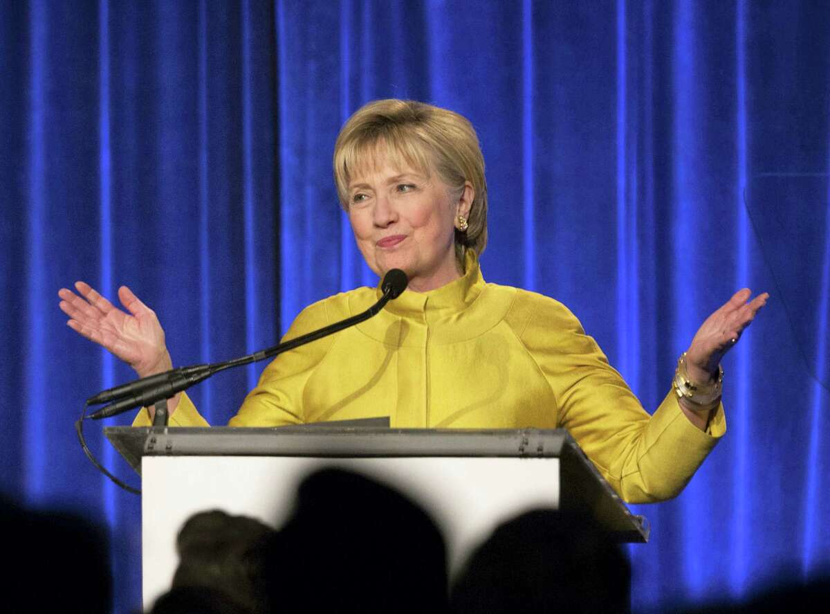 AP Photo/Kevin Hagen, File In this April 20, 2017, file photo, former Secretary of State Hillary Clinton speaks in New York. Clinton said Tuesday, May 2, 2017, that she’s taking responsibility for her 2016 election loss but believes misogyny, Russian interference and questionable decisions by the FBI also influenced the outcome.