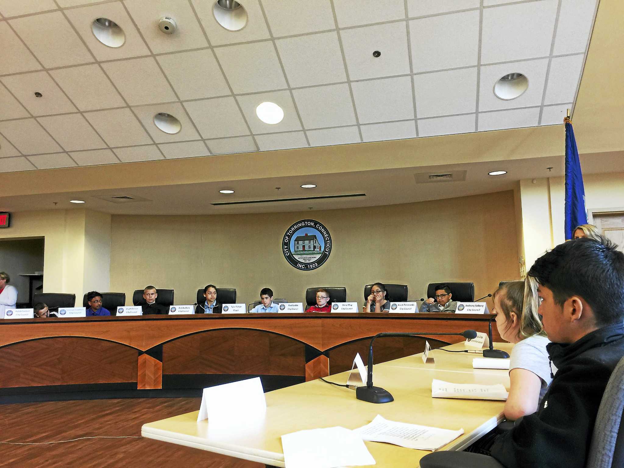 VogelWetmore students conduct mock public hearing in Torrington City Hall