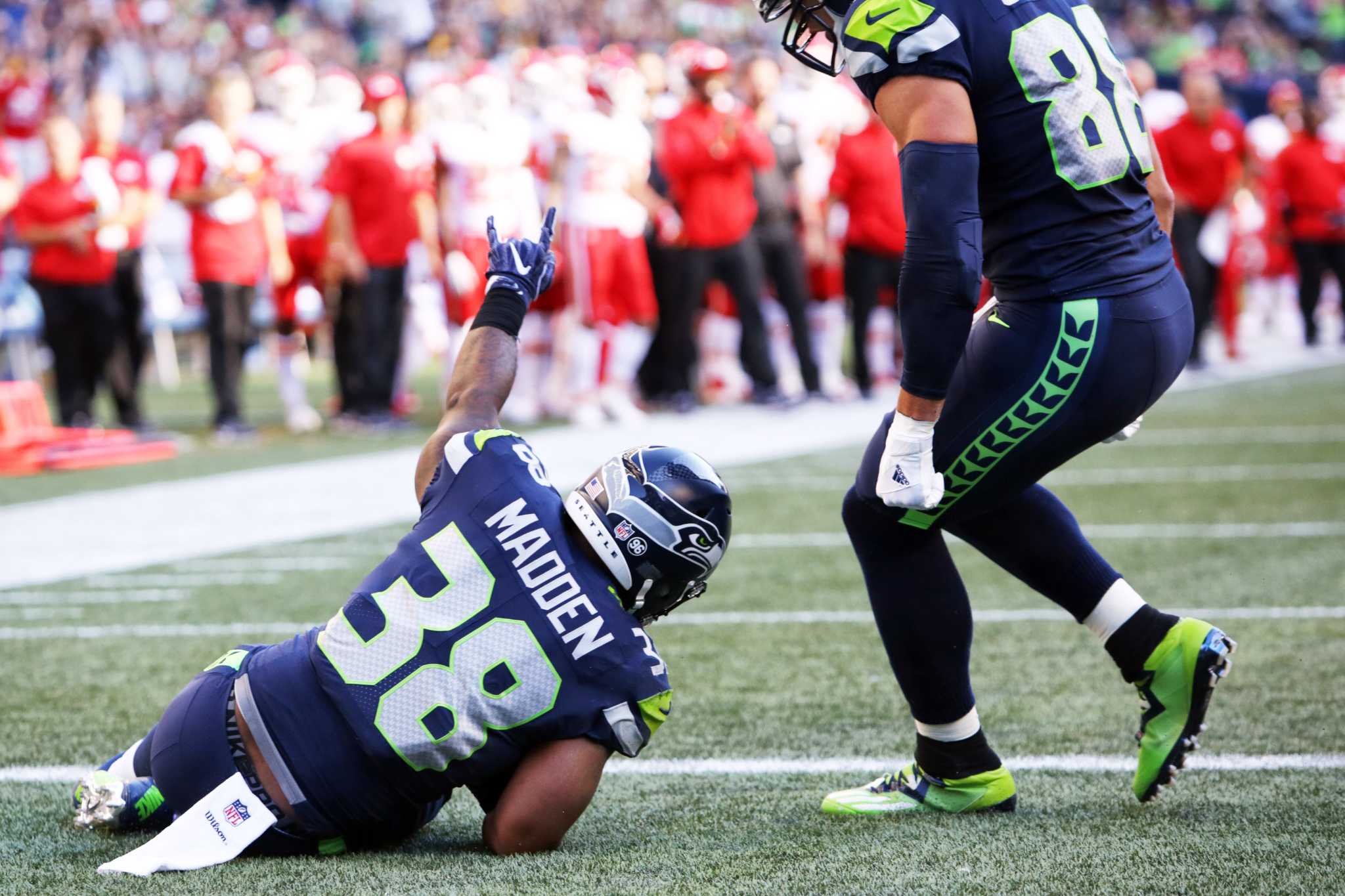 August 18, 2017: Receiver Doug Baldwin (89) during an NFL pre-season game  between the Seattle Seahawks and the Minnesota Vikings. The game was played  at Century Link Field in Seattle, WA. ©