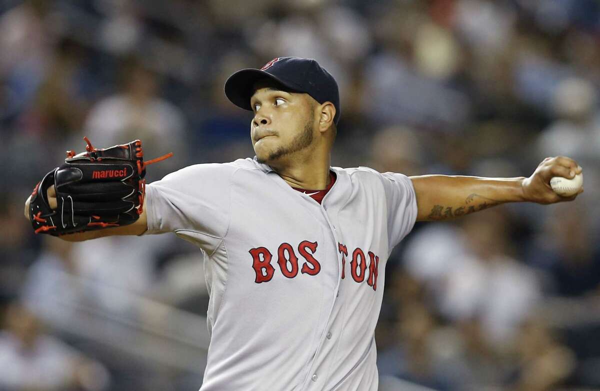 Eduardo Rodriguez delivers a pitch in the fourth inning of Sunday’s game at Yankee Stadium.
