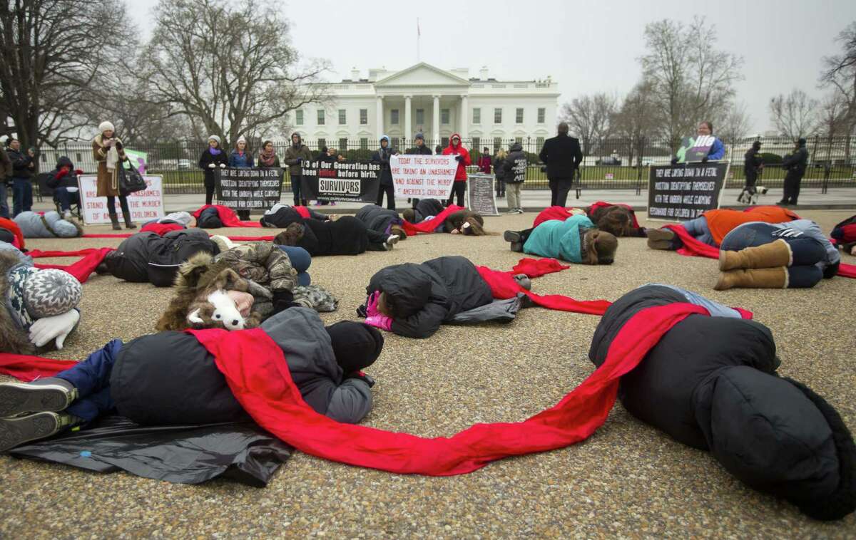 Anti-abortion activists stage a “die-in” in front of the White House in Washington on Jan. 21, 2015. Thursday marks the 42nd anniversary of the U.S. Supreme Court’s Roe v. Wade decision in 1973 that established a nationwide right to abortion.