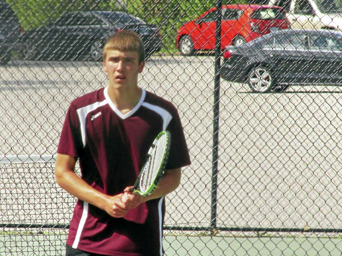 Torrington’s Kevin Dixon won two matches in a Red Raider NVL boys tennis tournament semifinal-round loss to Holy Cross Wednesday afternoon at Torrington High School.