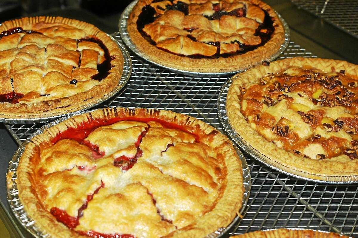Fruit pies fresh out of the oven at March Farm.