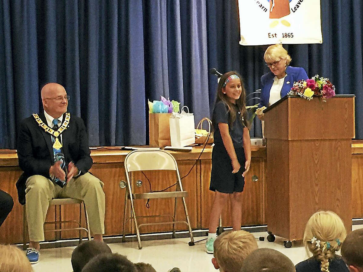 Lila Alderete was recognized as the nationwide winner of a poster contest organized through the Elks National Drug Awareness Program Friday in Winsted.