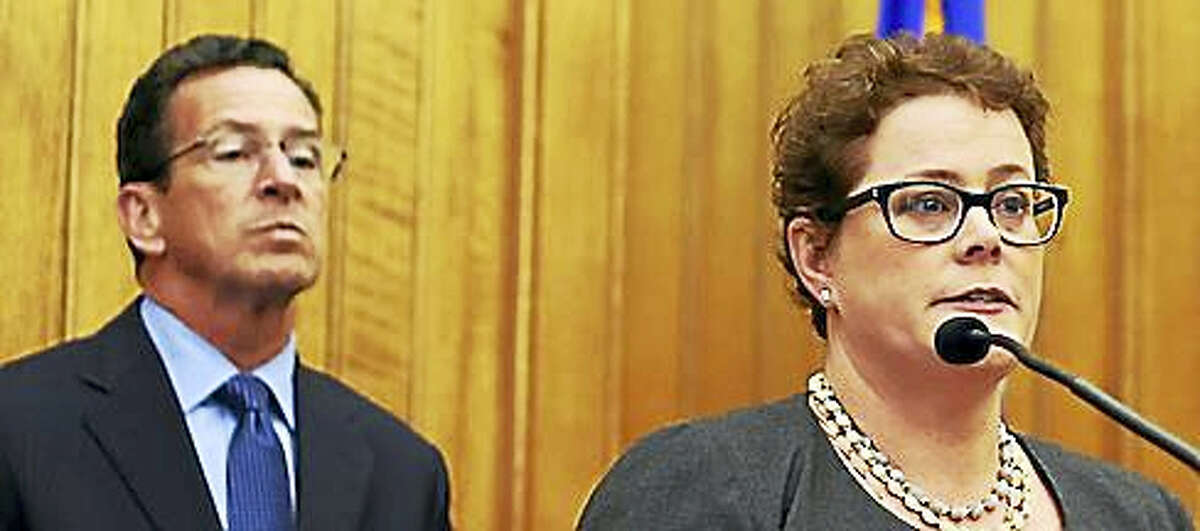Insurance Commissioner Katharine Wade and Gov. Dannel P. Malloy