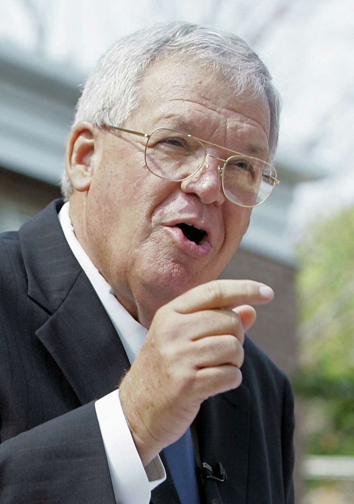 In this Aug. 17, 2007, file photo, former House Speaker Dennis Hastert, R-Ill., announces that he will not seek re-election for a 12th term in Yorkville, Ill. Federal prosecutors eventually indicted the former U.S. House Speaker on bank-related charges.