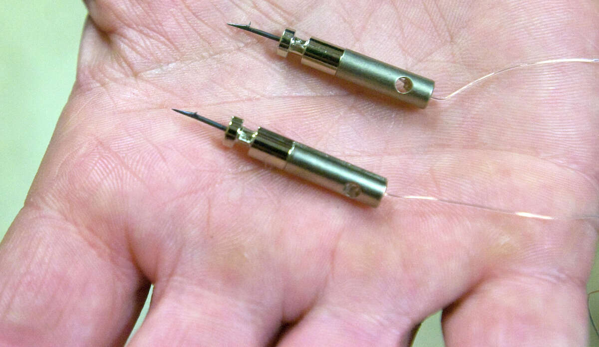 The probes for a Taser X26.