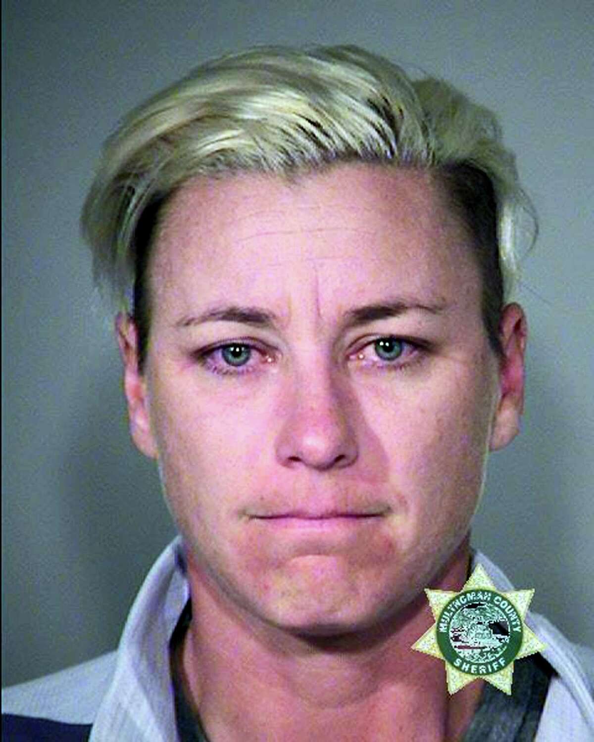 This undated mugshot provided by Multnomah County Sheriff’s Office shows retired World Cup soccer champion Abby Wambach.