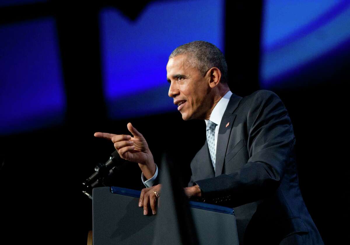 In this Oct. 27, 2015, photo, President Barack Obama speaks at the 122nd International Association of Chiefs of Police Annual Conference in Chicago. Even as Obama sent U.S. troops back to Iraq and ordered the military to stay in Afghanistan, he insisted Syria would remain off limits for American ground forces. Now the president has crossed his own red line.