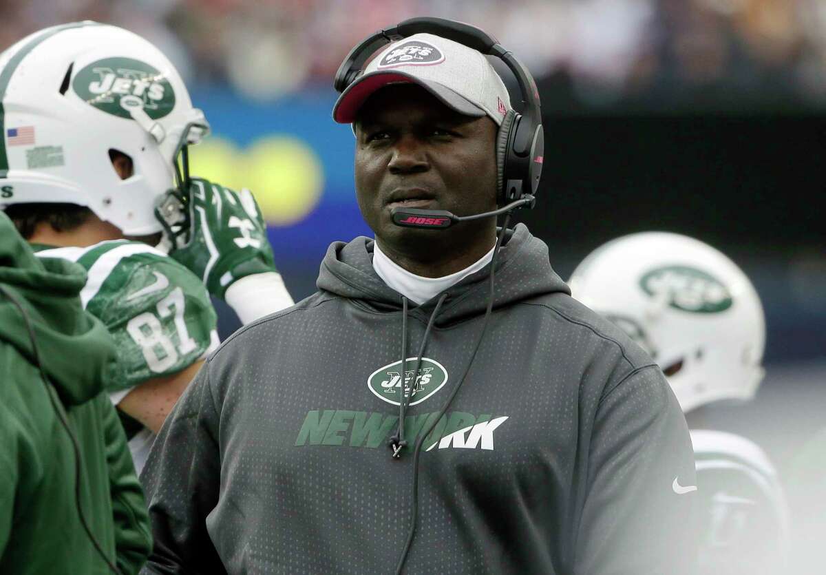 New York Jets head coach Todd Bowles watches from the sideline during Sunday’s game against the New England Patriots in Foxborough, Mass.